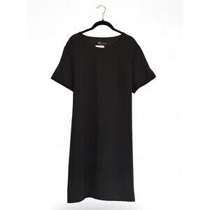 Pretty Garden Black Short Sleeve Knee Length Back Tie Dress XL NWT Minimalist